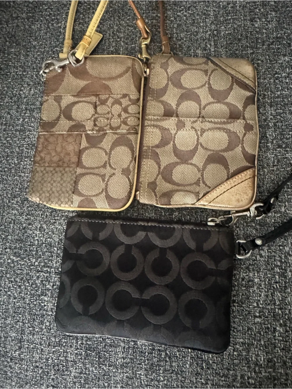 Coach Signature Wristlet Trio in Brown, Tan & Black